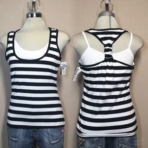 🌹3/25🌹* NEW* FMX  Black and White Striped polyester Cotton Spandex, Size S